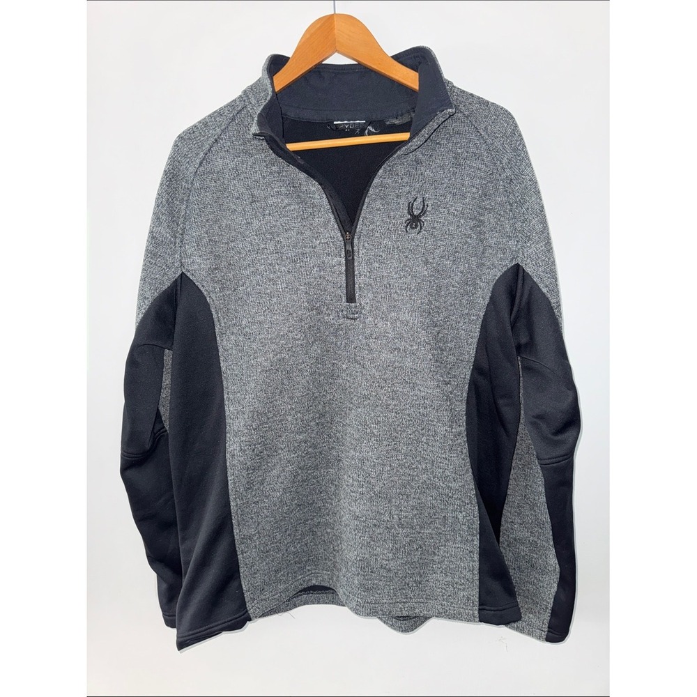 Spyder Men's Outbound Quarter-Zip Midweight Core Sweater Fleece Gray Black-XL